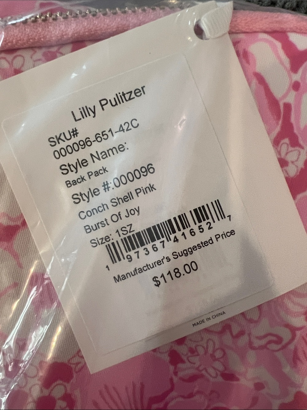 Lilly Pulitzer Printed Backpack Conch Shell Pink Burst of Joy Floral Bookbag NWT - Picture 5 of 7